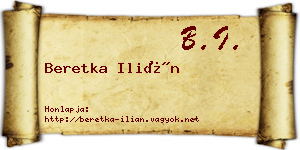 Beretka Ilián névjegykártya